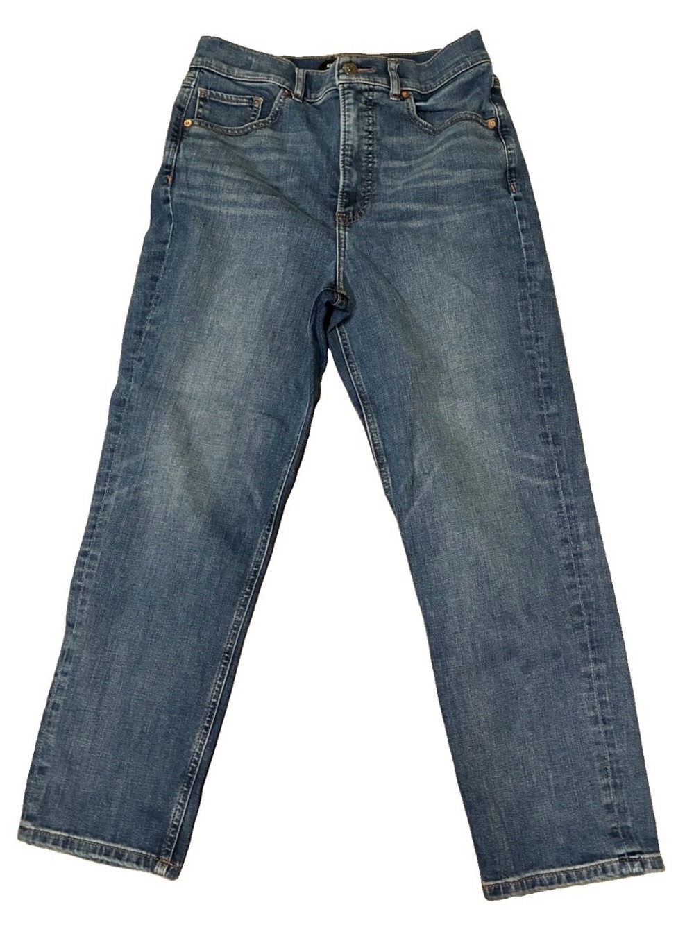 Express High-Rise Women's Jeans - Faded Blue Wash - mom jeans